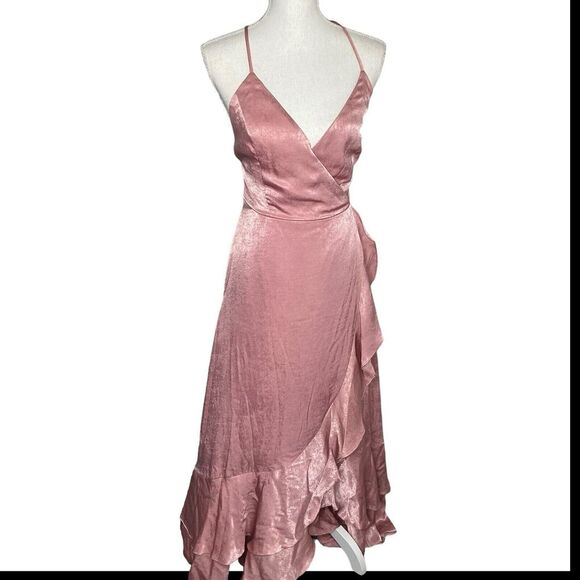 Lulu's In Love‎ Forever Lace Up High Low Maxi Dress in Blush Pink - Size M - Picture 1 of 16